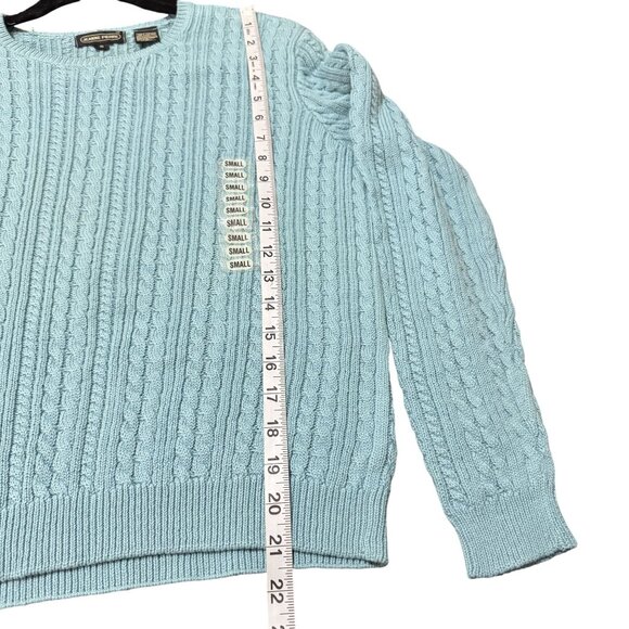 NWT Vintage Jeanne Pierre Cable Knit Cotton Sweater Blue Crewneck Women’s Small - Picture 7 of 9